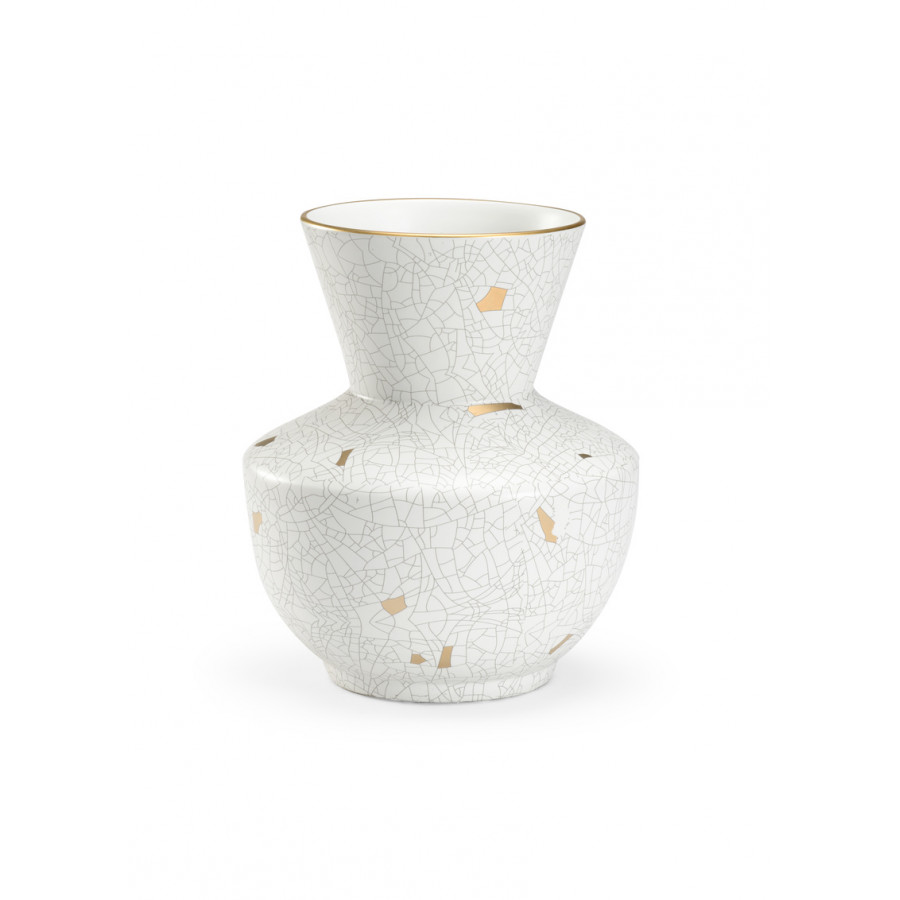 Chelsea House - Crackled Vase in Cream/Metallic