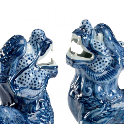 Chelsea House - Foo Dogs (Pr) in Blue/White