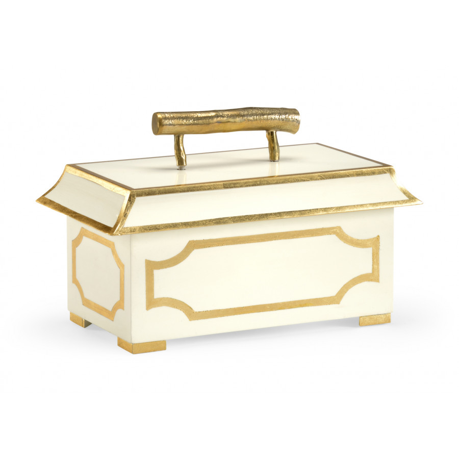 Chelsea House - Pagoda Box in Cream/Metallic Gold