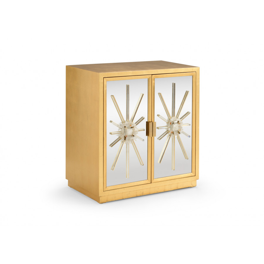 Chelsea House - Starburst Cabinet in Antique Gold/Clear/Natural