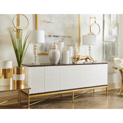 Chelsea House - Bamboo Canisters (S3) in White/Metallic Gold