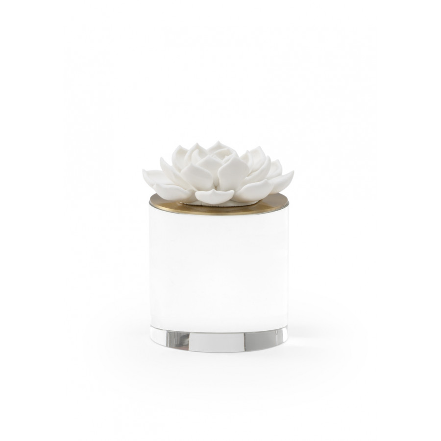 Chelsea House Succulent Medium Sculpture - Matte White/Clear