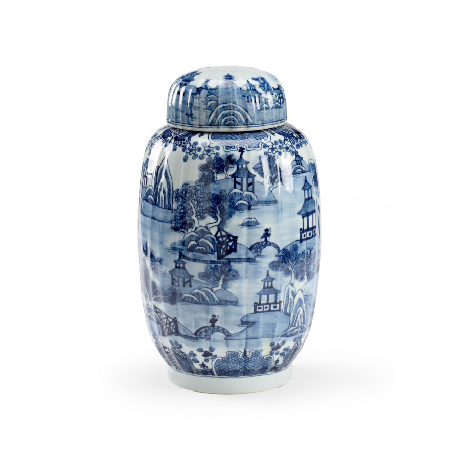 Chelsea House - Lidded Spencer Vase in Blue/White