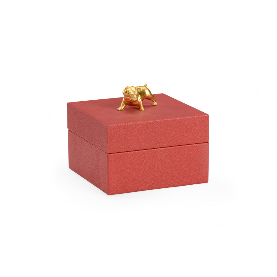 Chelsea House - Bulldog Box in Dark Red/Metallic Gold