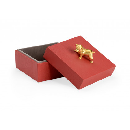 Chelsea House - Bulldog Box in Dark Red/Metallic Gold