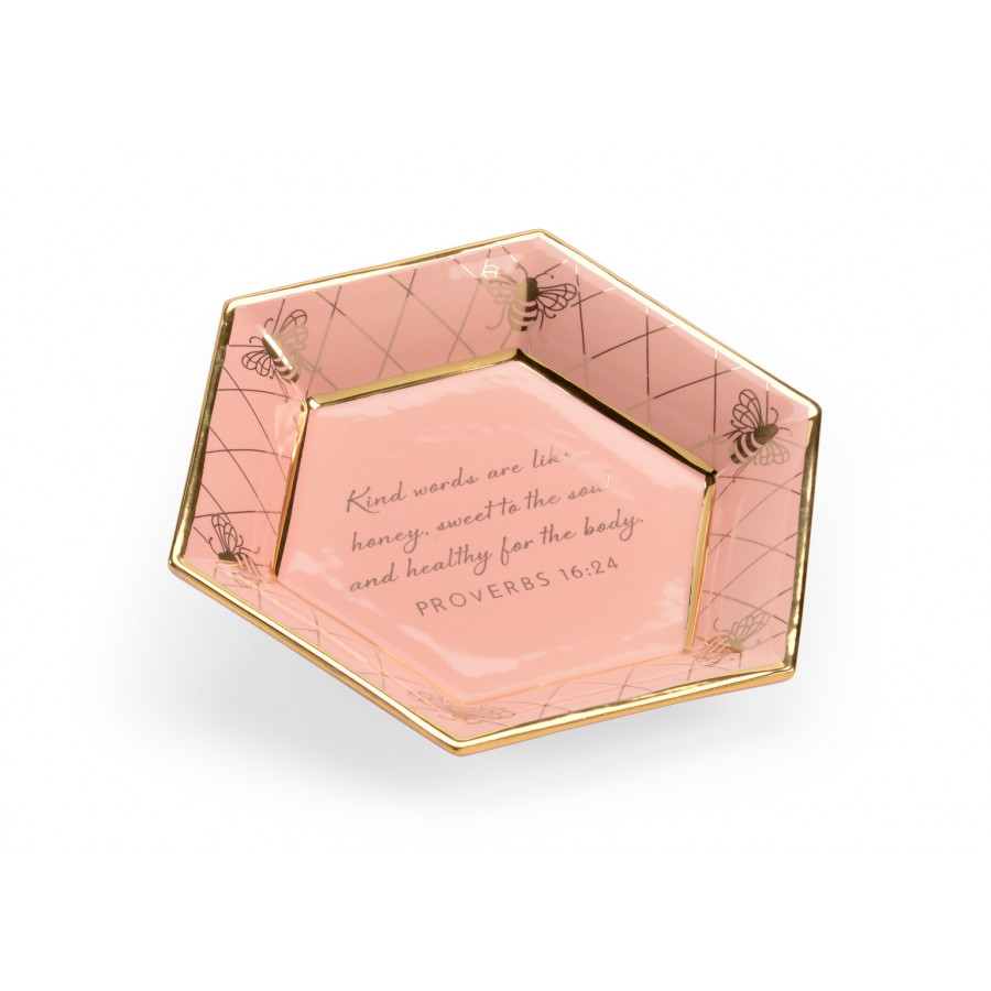 Chelsea House Honeycomb Bee Verse Plate - Coral