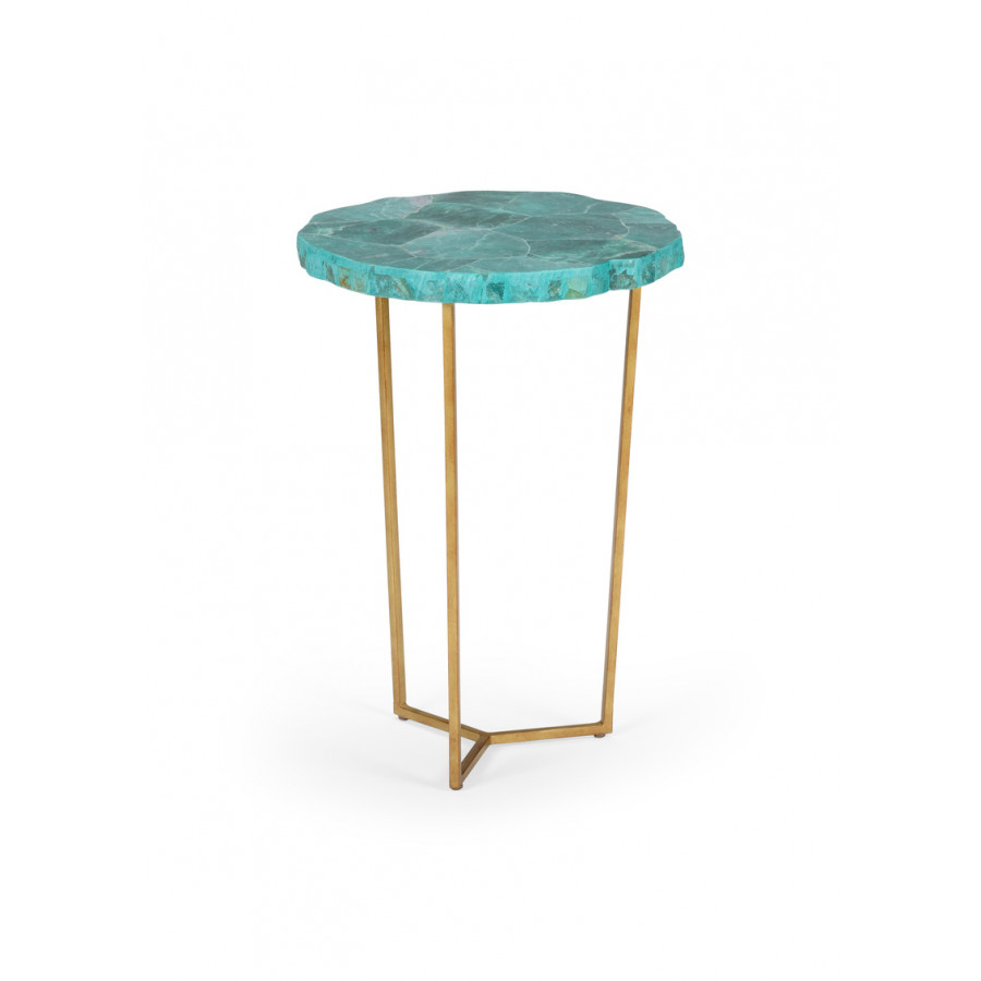 Chelsea House - Jade Accent Table in Antique Gold/Natural Green