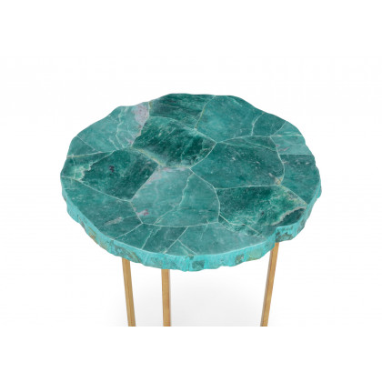 Chelsea House - Jade Accent Table in Antique Gold/Natural Green