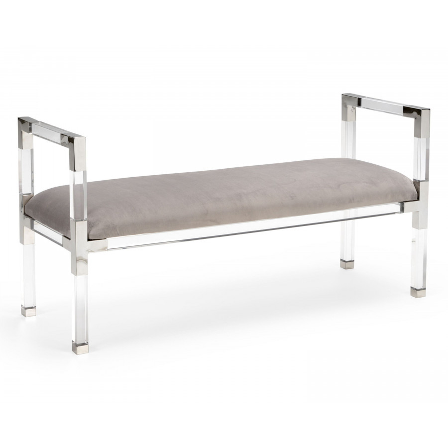 Chelsea House - Master Suite Bench in Clear/Polished Nickel/Gray