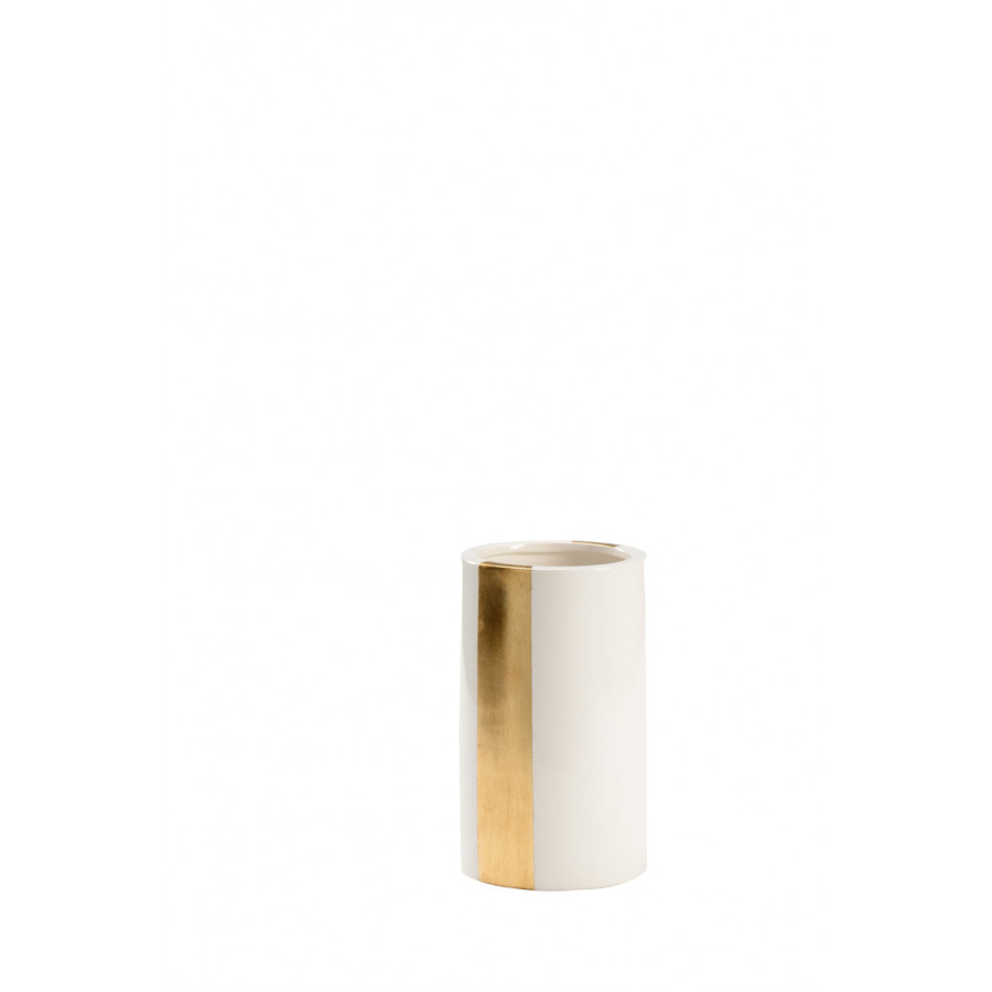 Chelsea House - Banded Vase in White/Gold, Ceramic