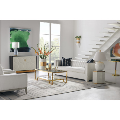 Chelsea House - Banded Vase in White/Gold, Ceramic