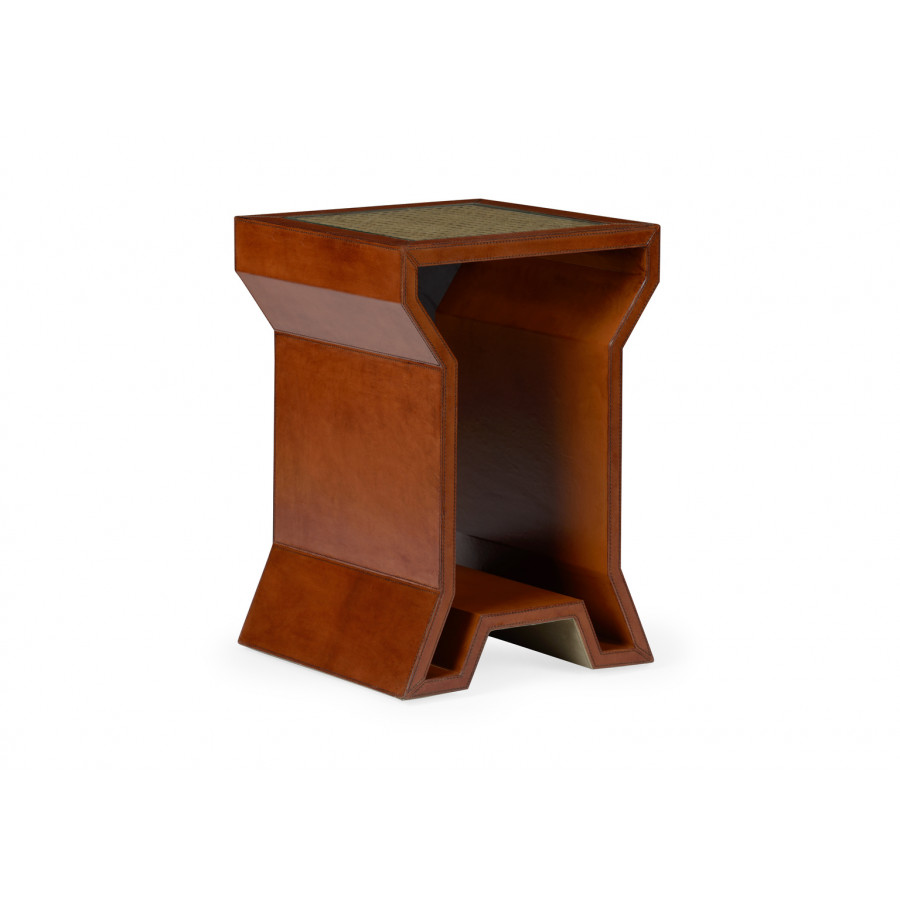 Chelsea House - Side Table in Clear/Beveled, Leather