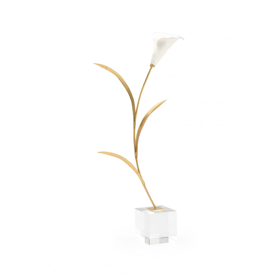 Chelsea House - Calla Lily On Stand in White/Gold Leaf