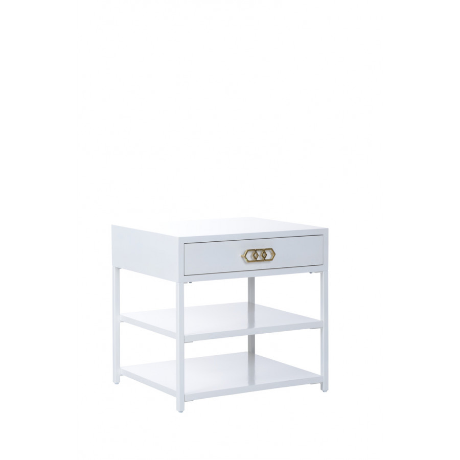 Chelsea House - Tiffany Side Table in White/Metallic Gold