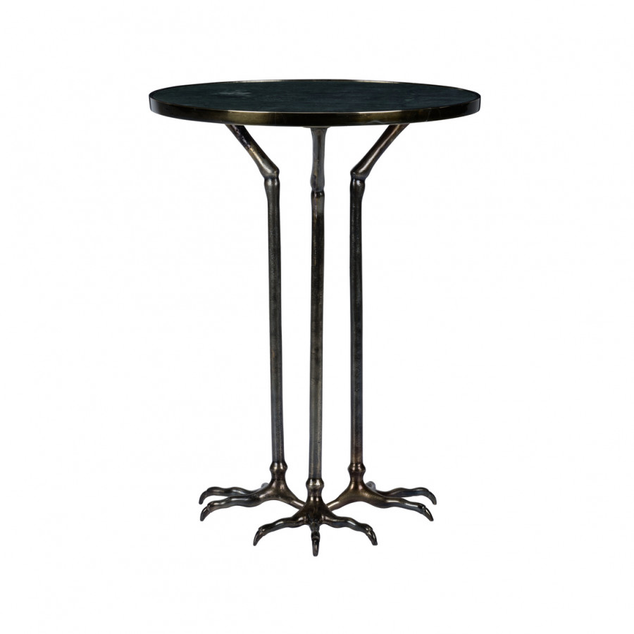 Chelsea House - Bird Foot Side Table in Antique Brass/Natural Green