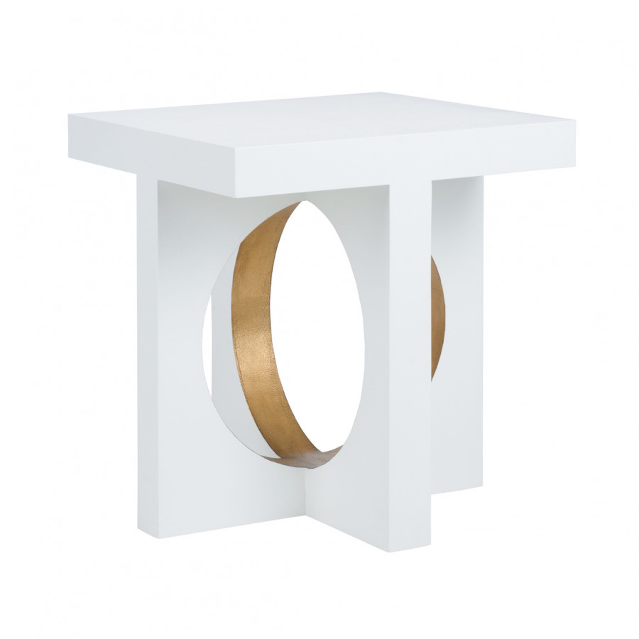 Chelsea House - Swoop Side Table in White/Metallic Gold