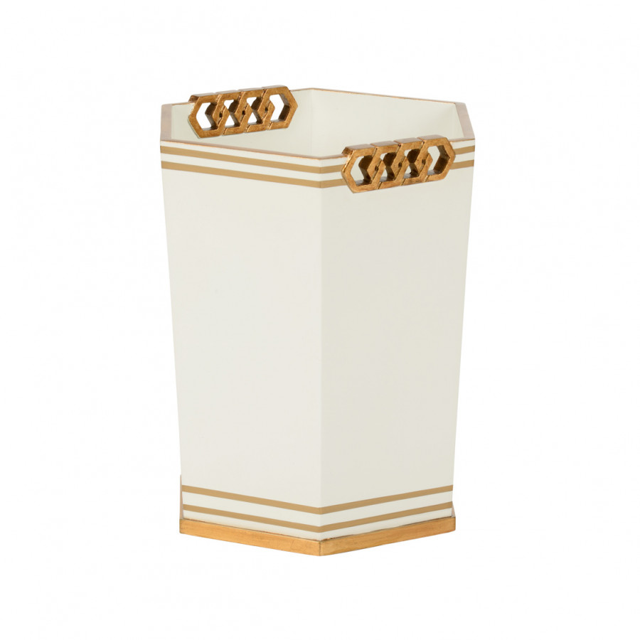 Chelsea House Oliver Wastebasket - White/Gold