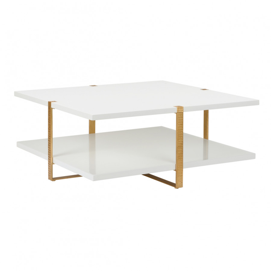 Chelsea House - Ribbed Cocktail Table in White/Antique Gold