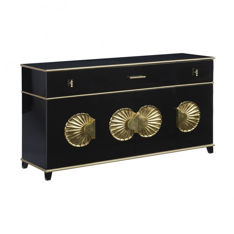 Chelsea House - Palm Beach Buffet Cabinet in Gloss Black/Metallic Gold