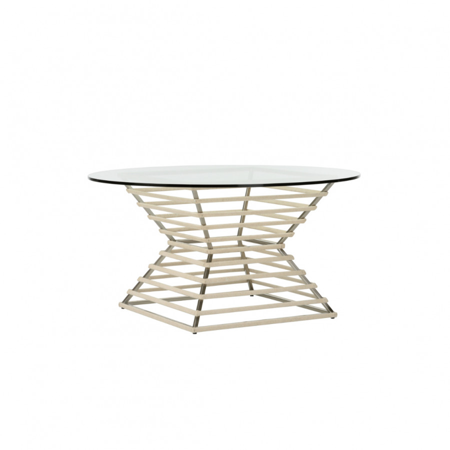 Chelsea House - Wrapped Cocktail Table in Brushed Nickel/Natural