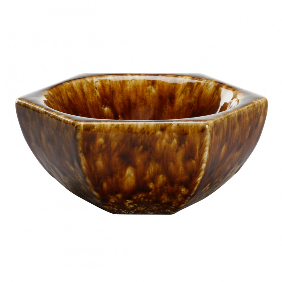 Chelsea House - Tortoise Hexagonal Bowl in Mottled Brown, Ceramic