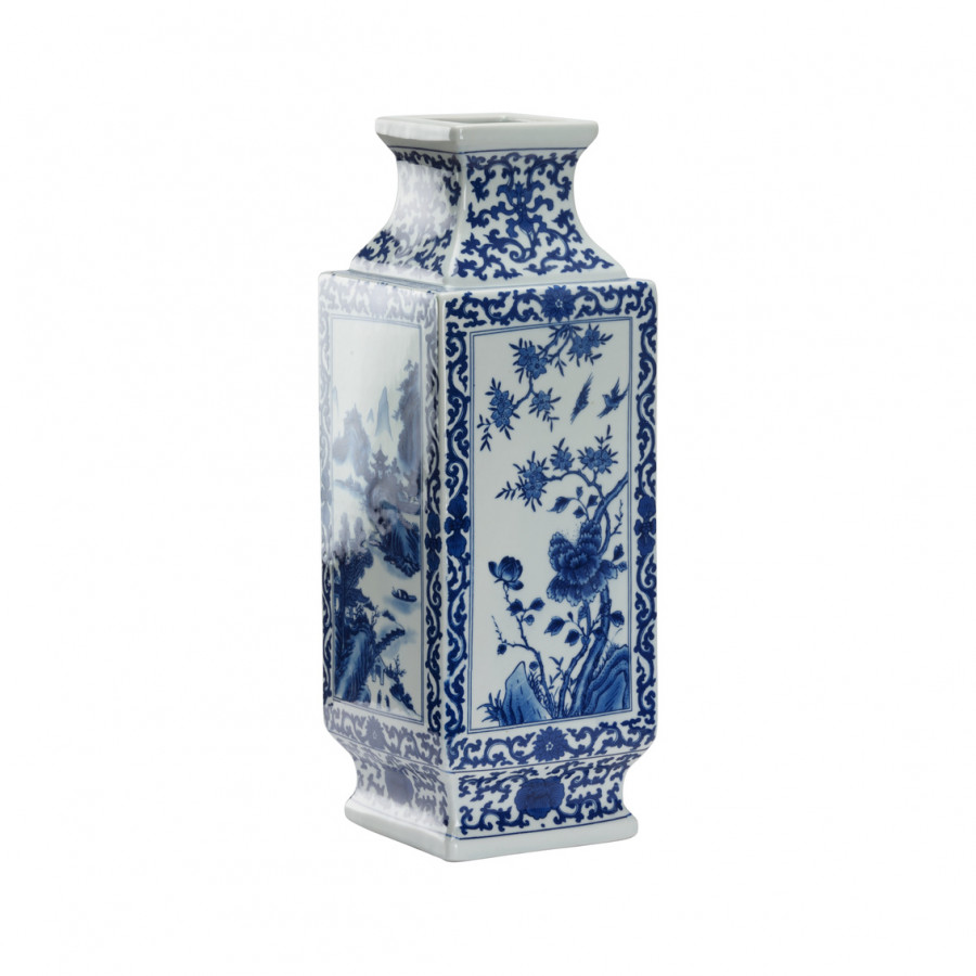 Chelsea House - Dynasty Landscape Vase in Blue/White
