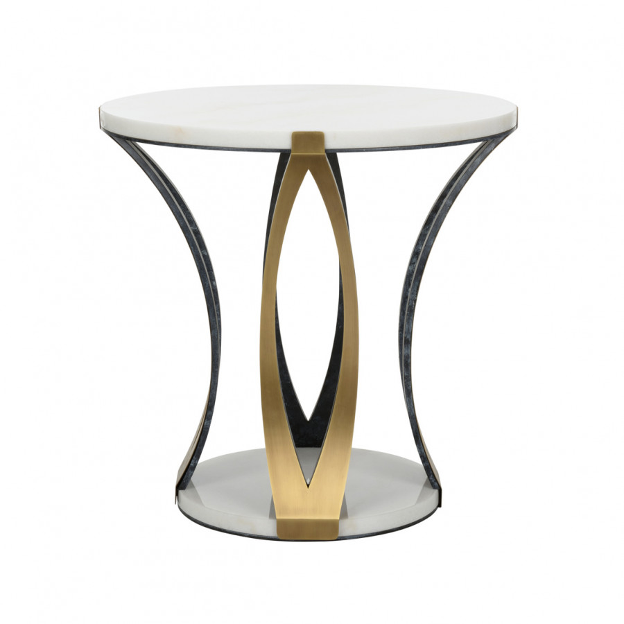 Chelsea House - Grenelle Occasional Table in Natural White/Antique Brass