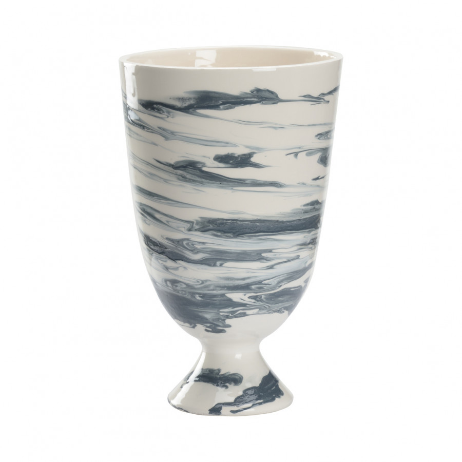 Chelsea House - Grigio Footed Vase in Slate Blue/White