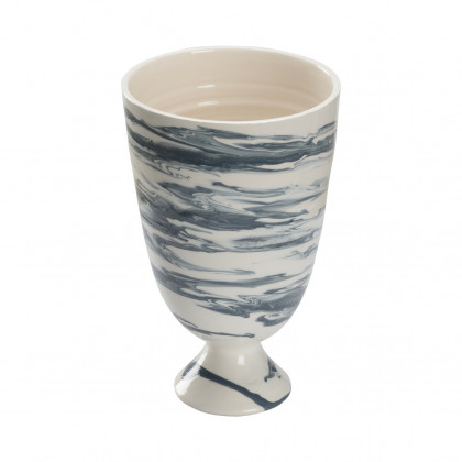 Chelsea House - Grigio Footed Vase in Slate Blue/White