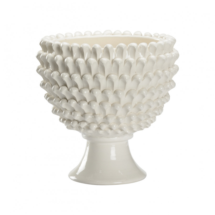 Chelsea House - Flowered Footed Vase in Glossy White