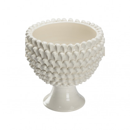 Chelsea House - Flowered Footed Vase in Glossy White