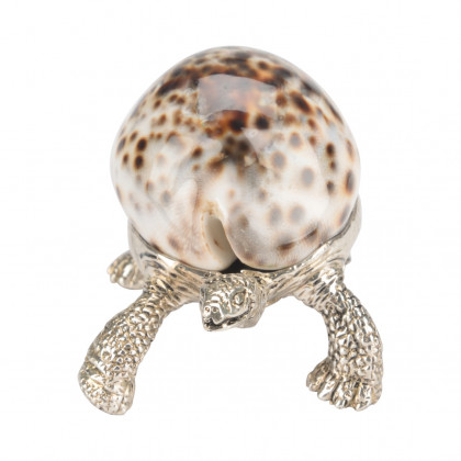 Chelsea House - Turtle Paperweight in Silver Plated/Tiger Cowrie