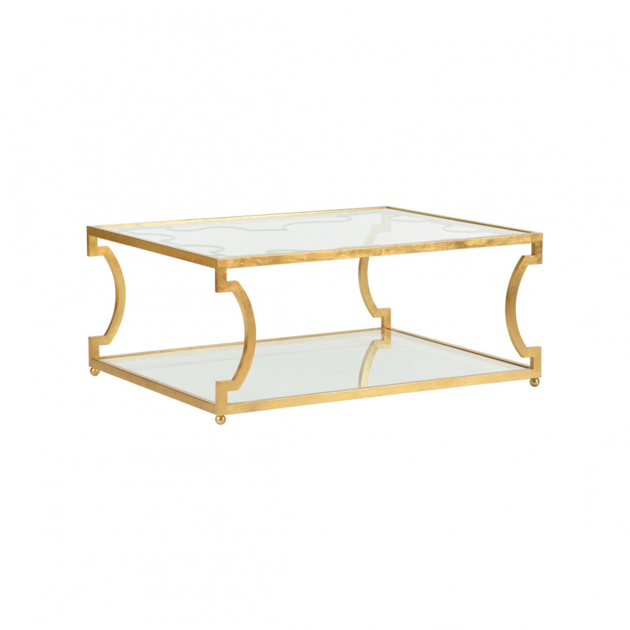 Chelsea House - Vincennes Coffee Table in Gold Leaf/Black/Clear