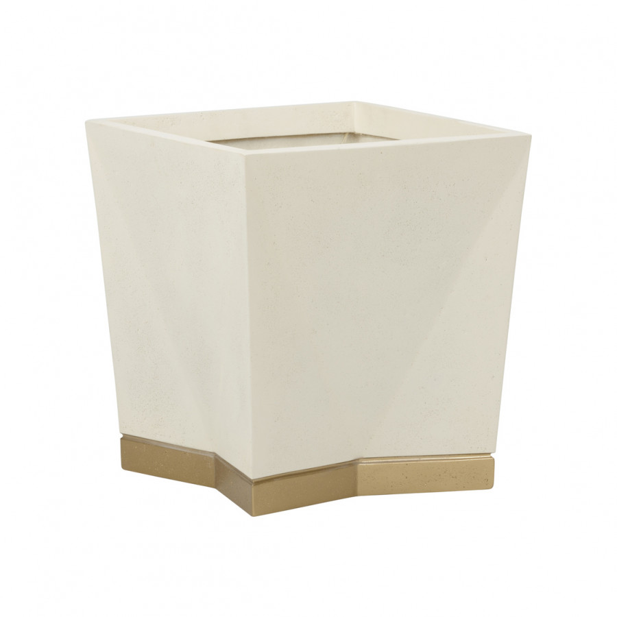 Chelsea House - Stonecast Square Planter in White/Gold