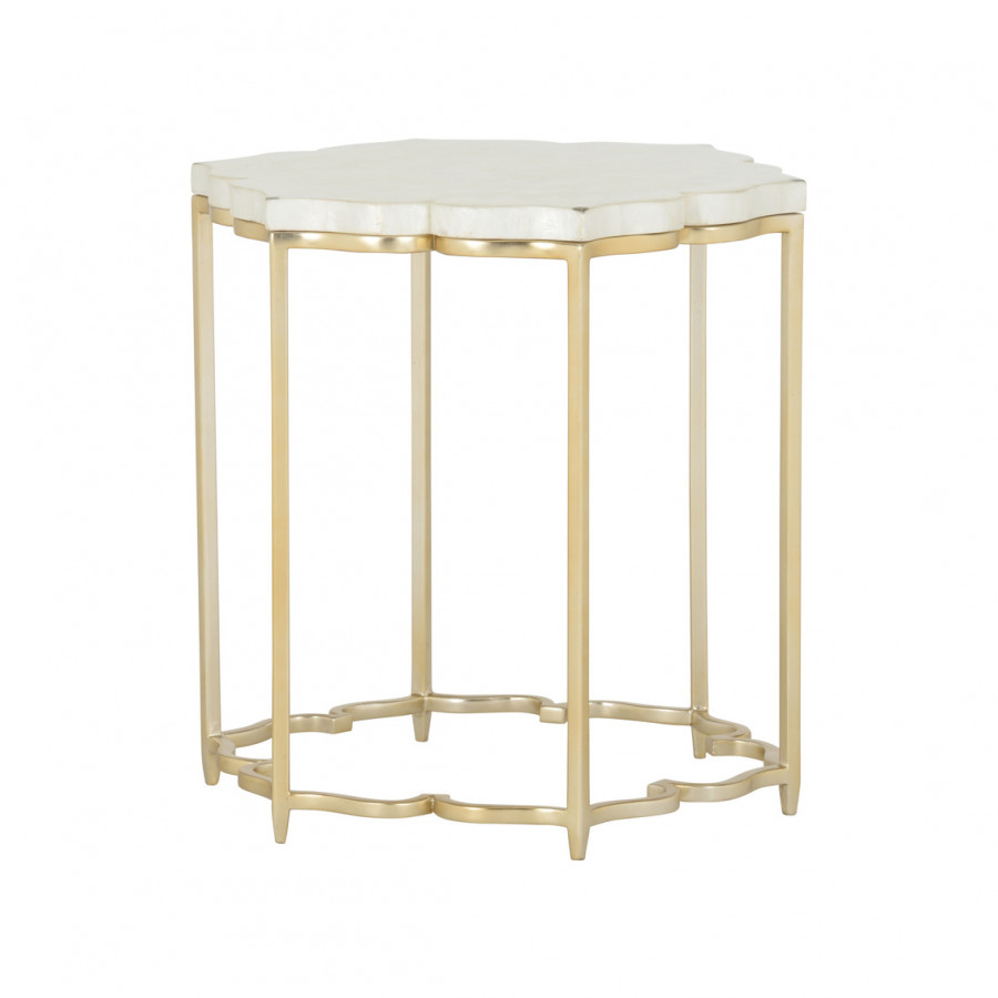 Chelsea House - Lotus Flower Side Table in Gold/Natural White