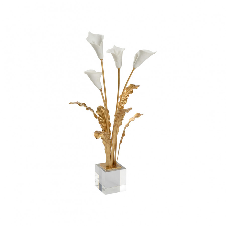 Chelsea House - Calla Lily Bouquet On Stand in Gold Leaf/Matte White