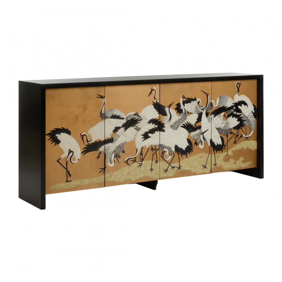 Chelsea House - Crane Cabinet in Black/Hand Painted