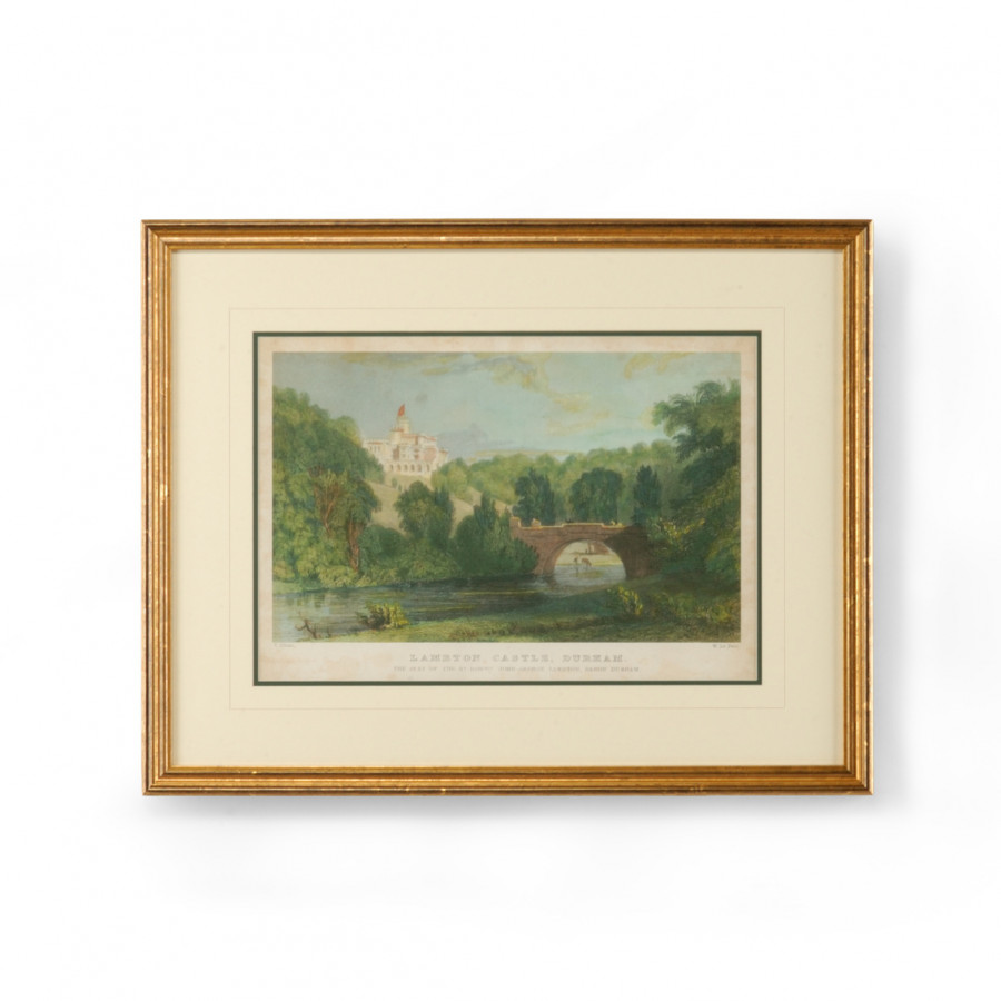 Chelsea House - Lambton Castle with Double Mat in Gold Frame
