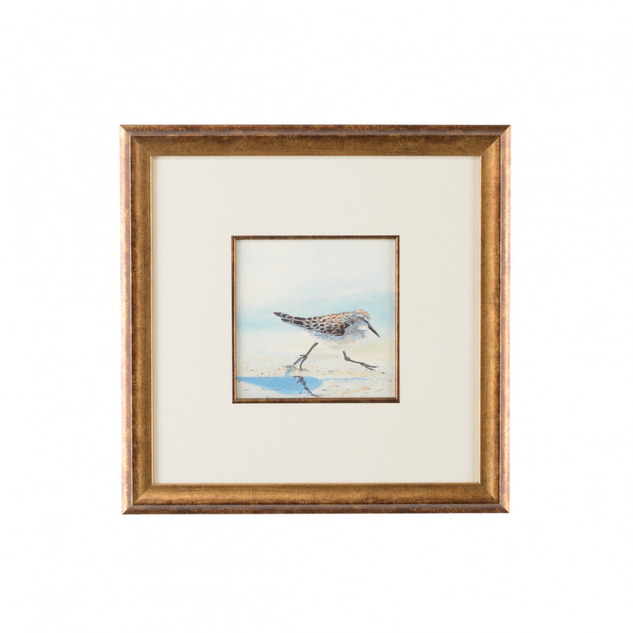 Chelsea House - Sand Piper IV with White Mat in Antique Gold