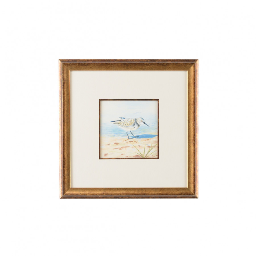 Chelsea House - Sand Piper VI with White Mat in Antique Gold