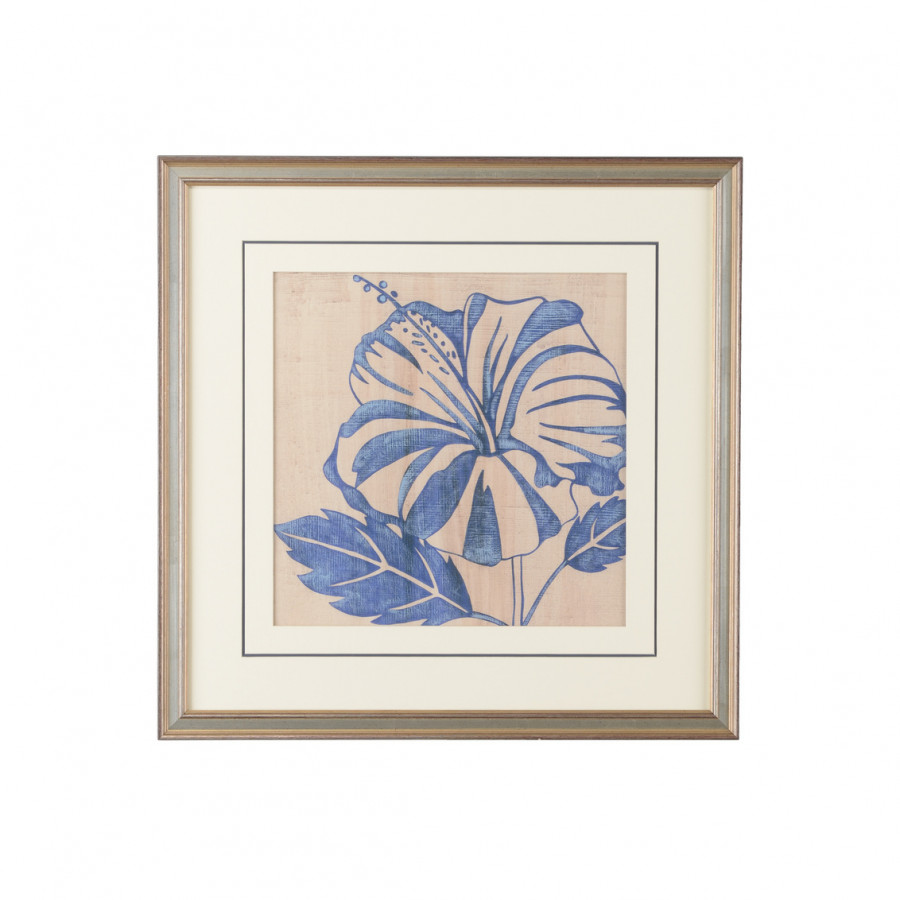 Chelsea House - Indigo Hibiscus With Double Mat in Giclee