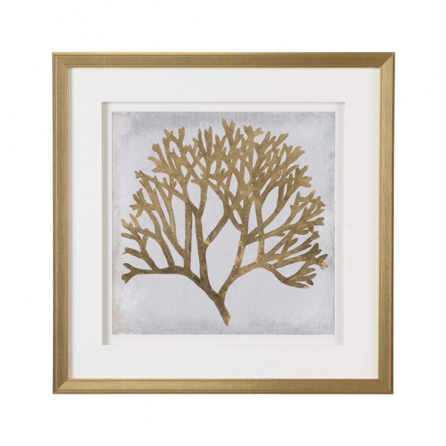 Chelsea House - Leaf Coral II with Double Mat  in Giclee, Gold Frame