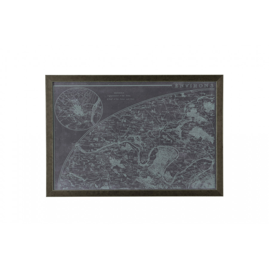 Chelsea House - Map Of Paris Grid (S4) in Patina Frame