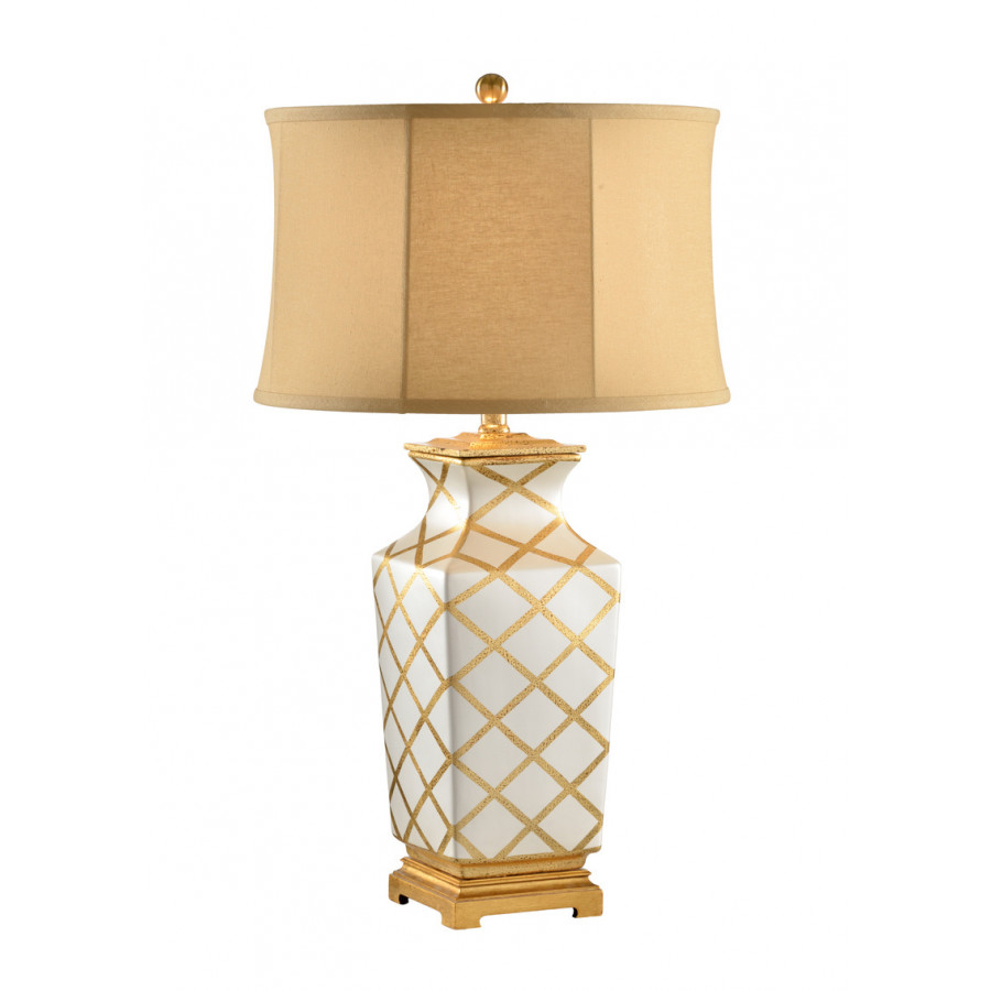 Chelsea House - Gold Diamonds Lamp in Hand Painted