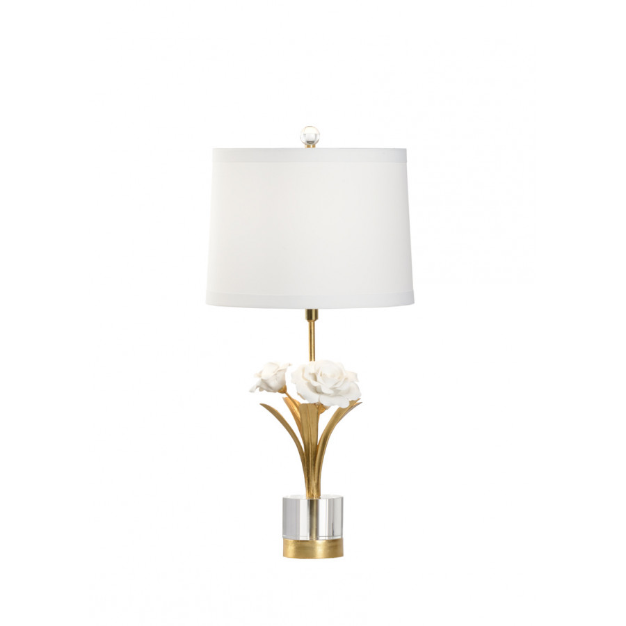 Chelsea House - Small Rose Lamp in Antique Gold/Matte White