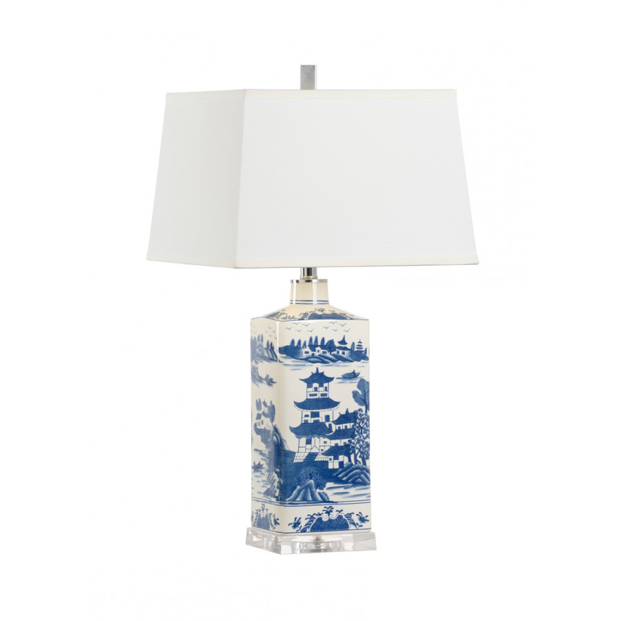 Chelsea House - Square Lamp in Blue/White