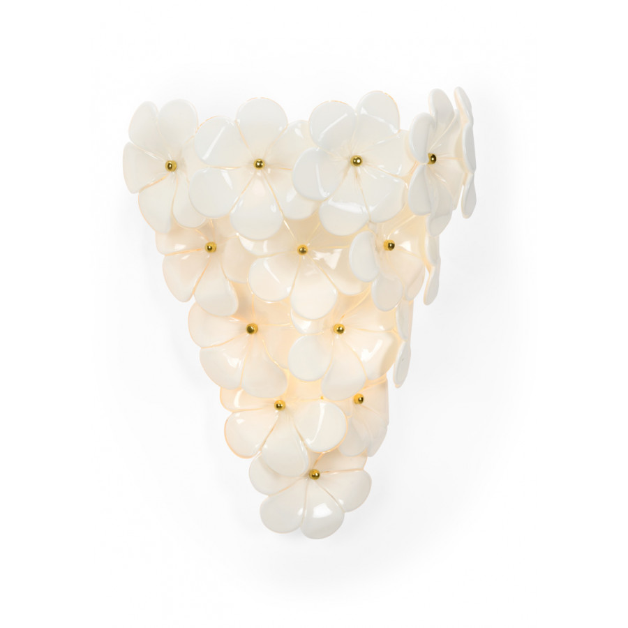 Chelsea House - Glass Flower Wall Sconce in Polished Brass/White