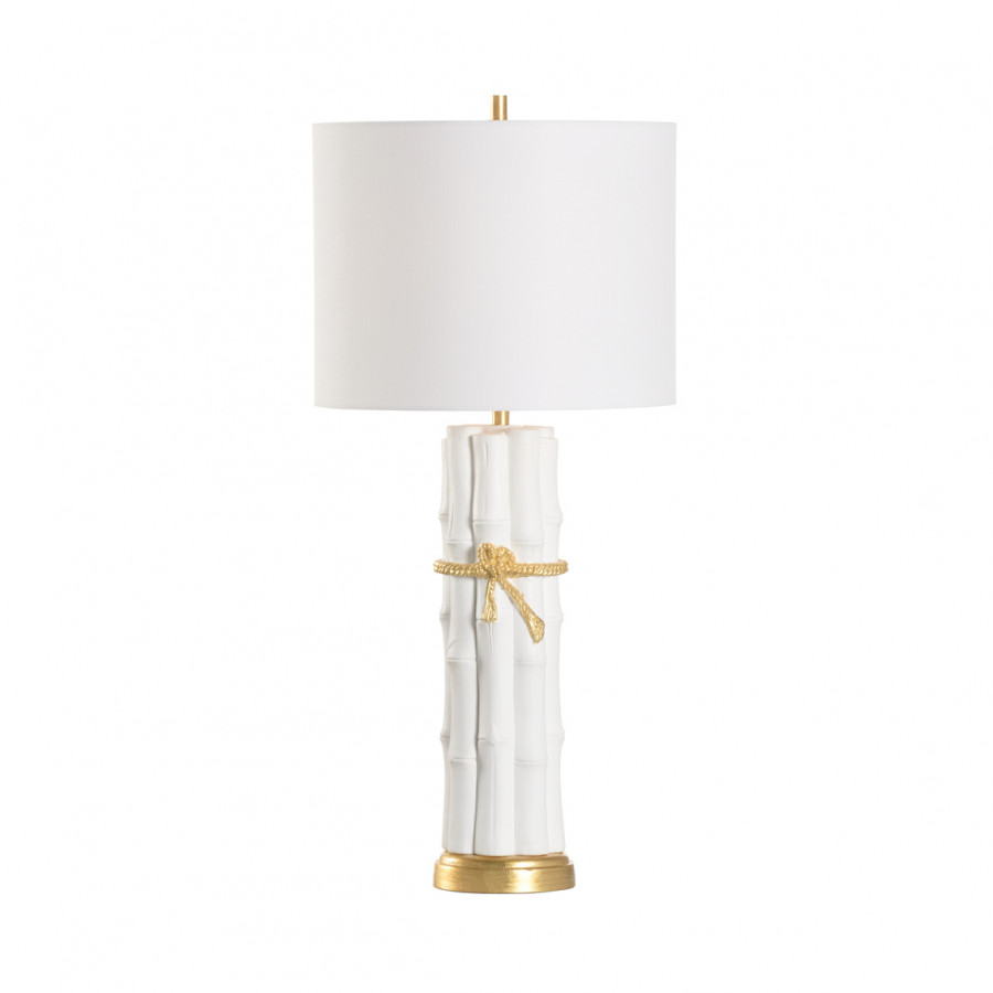 Chelsea House - Lucky Bamboo Table Lamp in Matte White/Gold Leaf