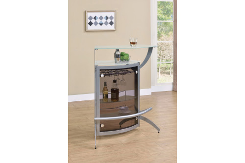 Coaster™ 2-Shelf Bar Unit - Silver/Frosted Glass