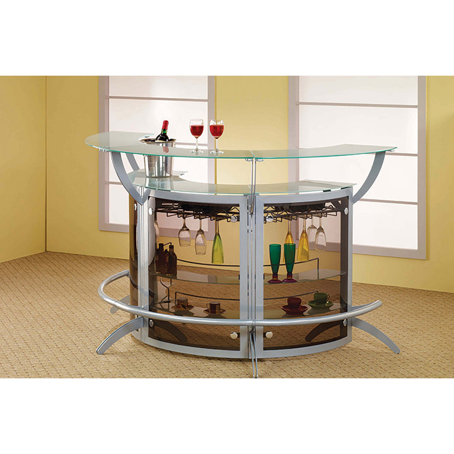 Coaster - Bar Unit (Set Of 3) in Smoked/Silver
